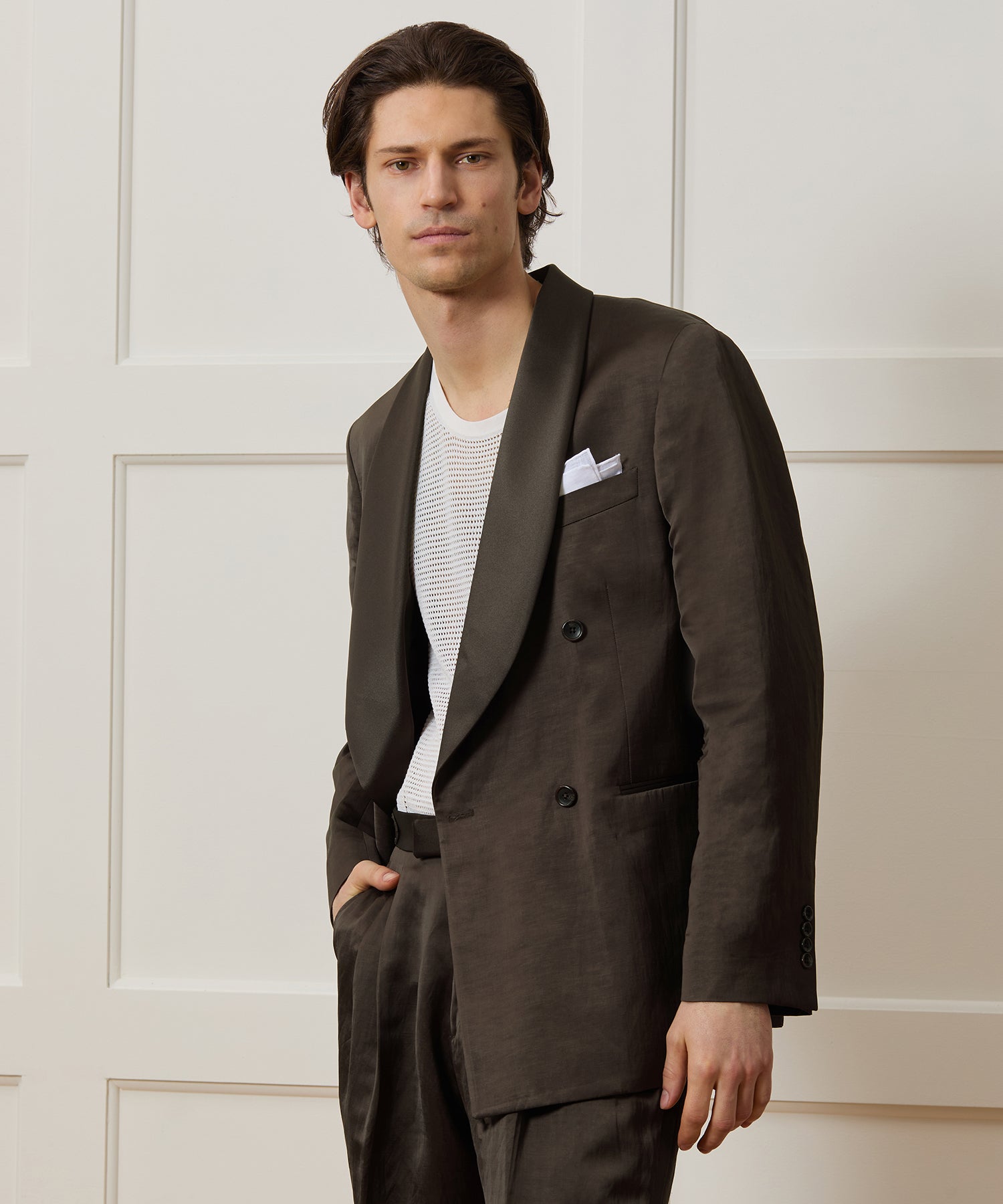 Italian Double-Breasted Shawl Tuxedo Jacket