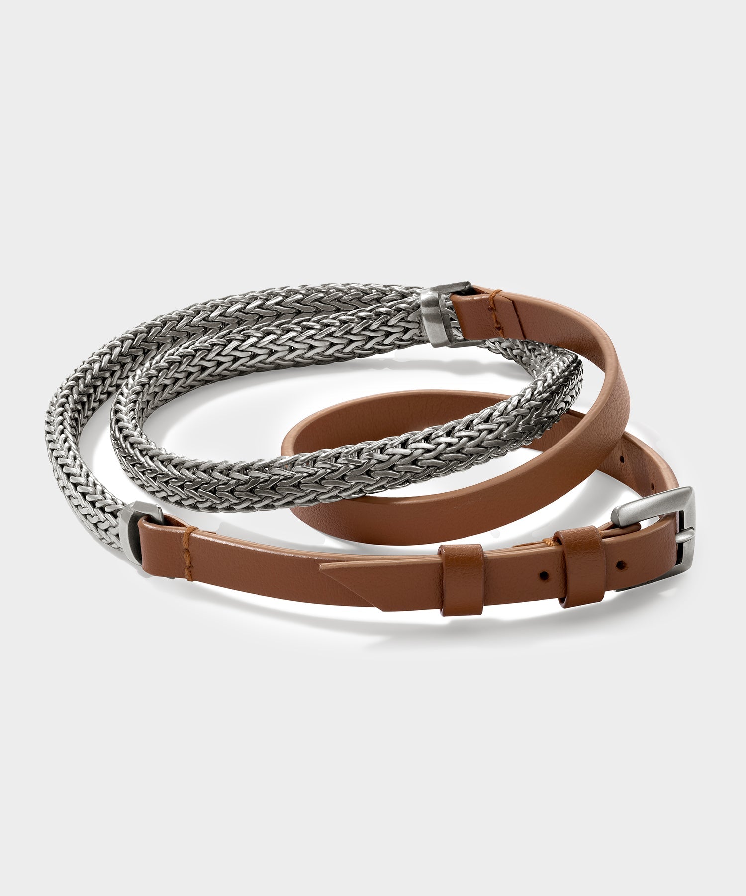 Todd Snyder x John Hardy Sterling Silver Chain and Leather Bracelet
