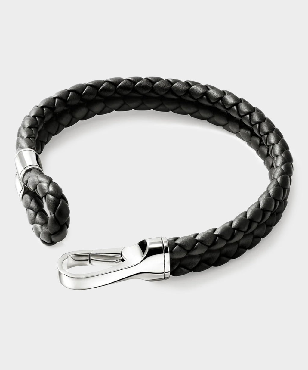 John Hardy Sterling Silver Leather Double Row Bracelet