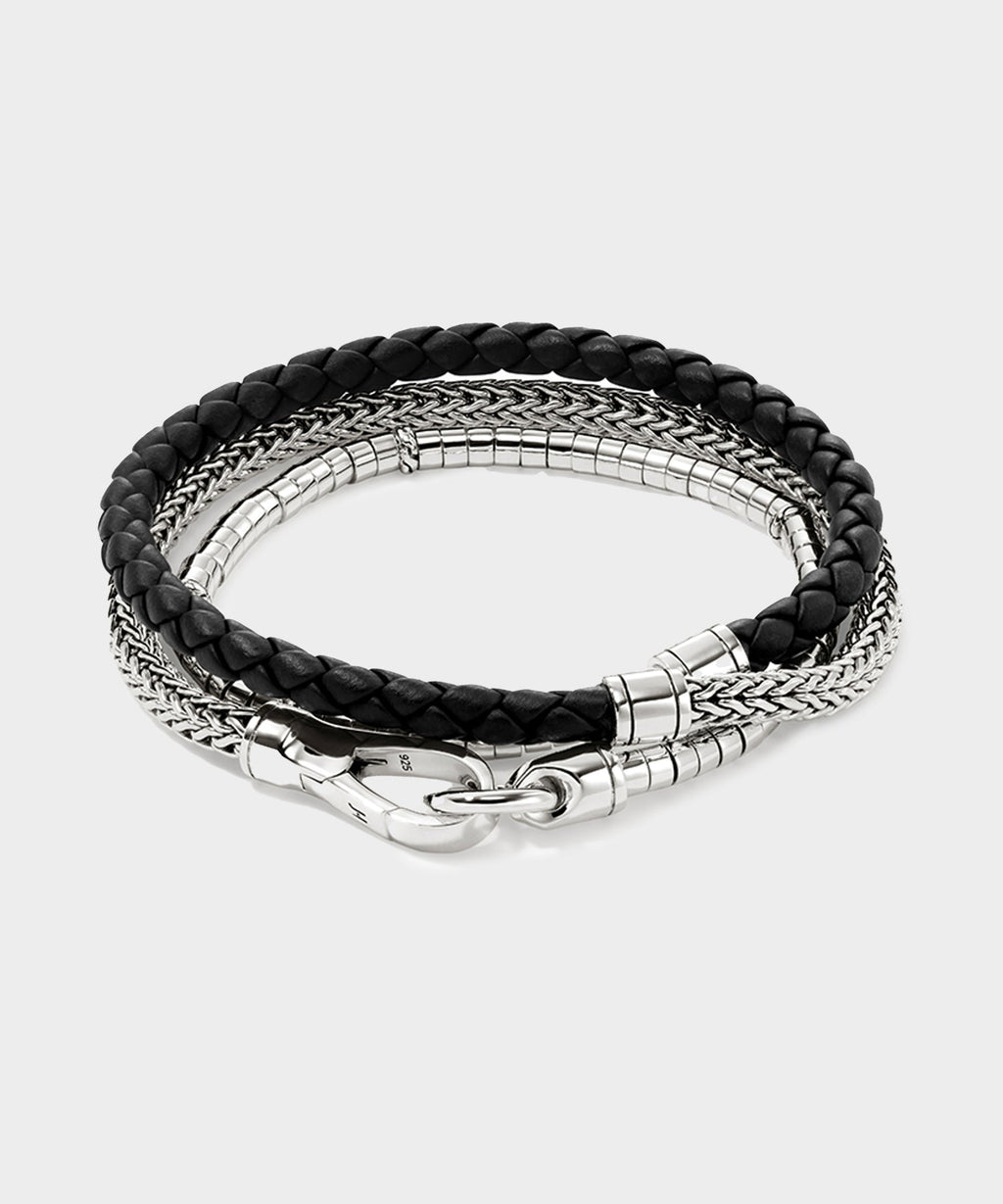 John Hardy Sterling Silver Heishi Triple Wrap Bracelet