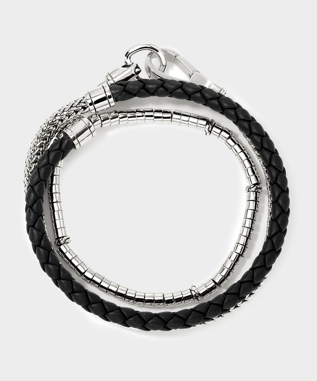 John Hardy Sterling Silver Heishi Triple Wrap Bracelet