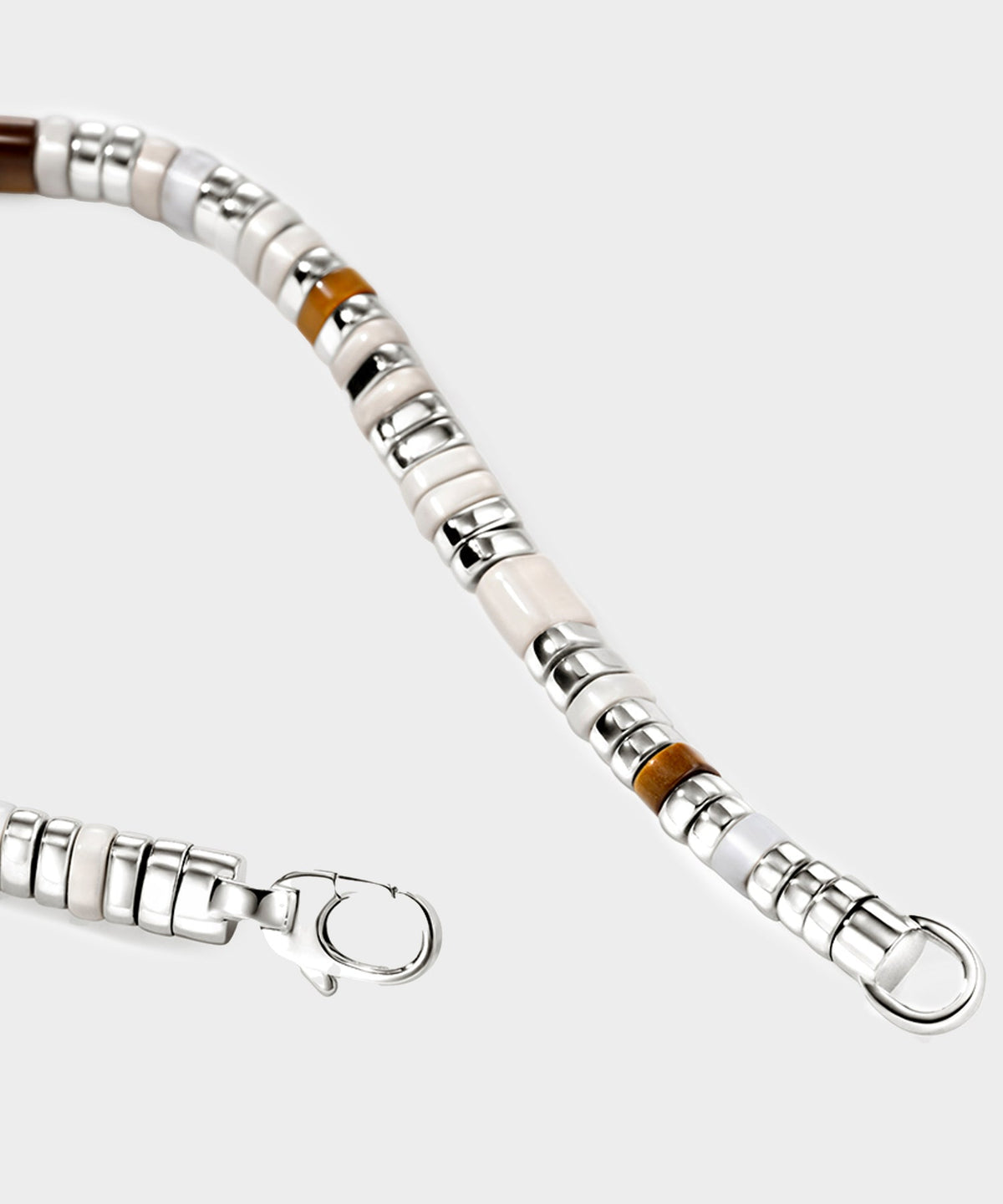 John Hardy Sterling Silver Tiger Eye Howlite & L Bracelet