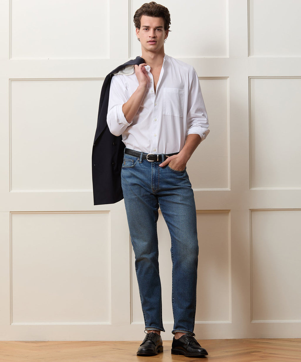 High-Rise Slim Stretch Jean in Medium Indigo