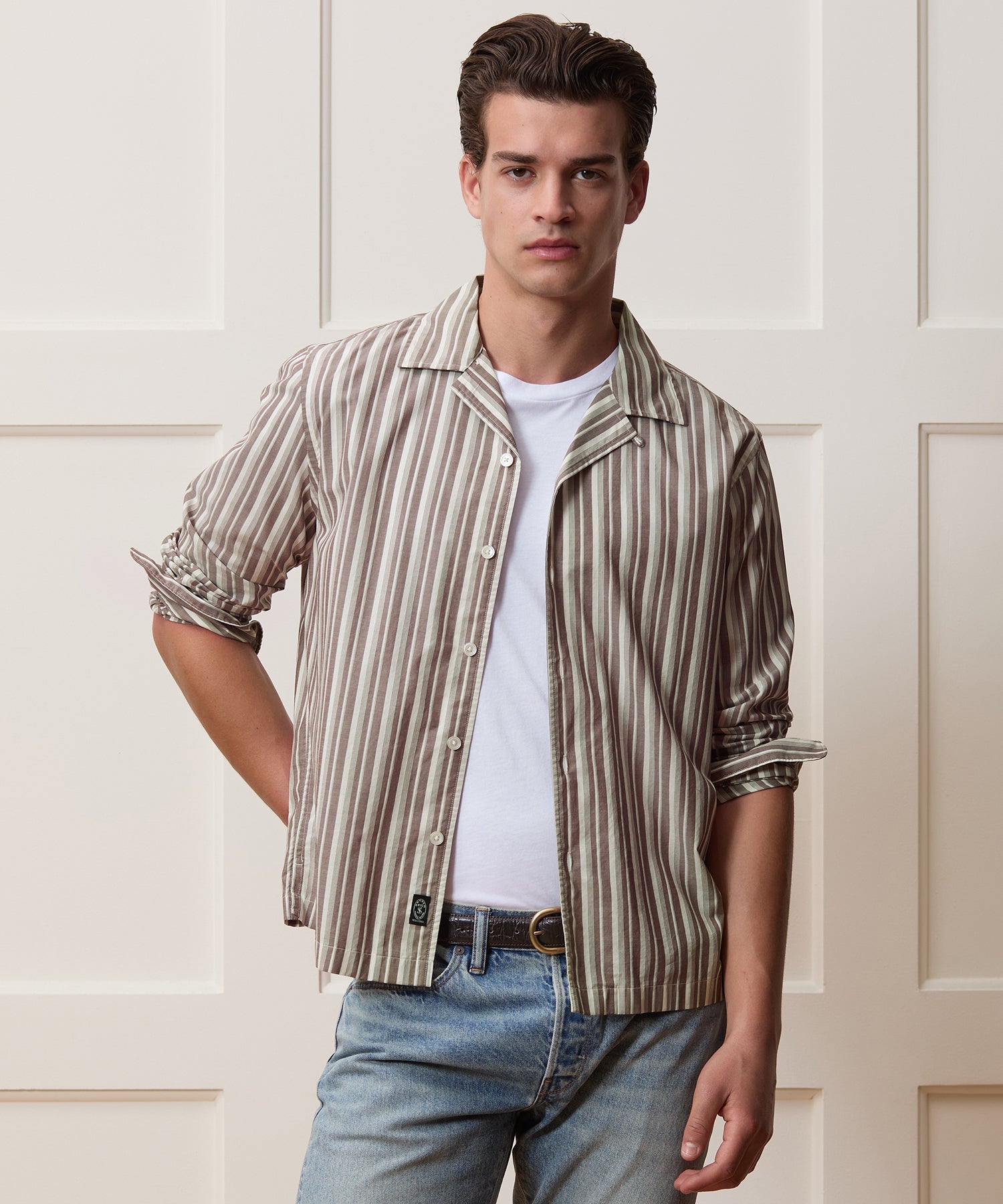 Brushed Poplin Camp Collar Shirt