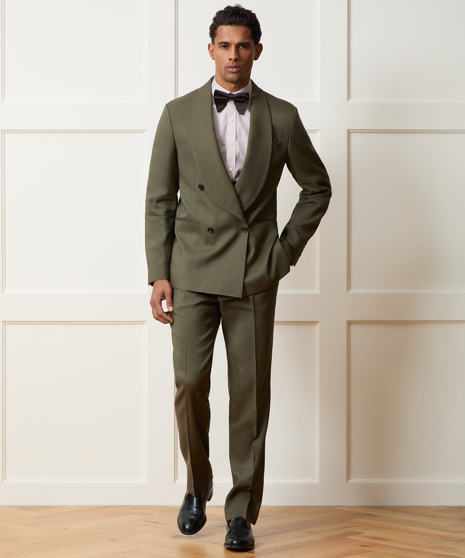 Italian Linen Mohair Double-Breasted Shawl Collar Jacket