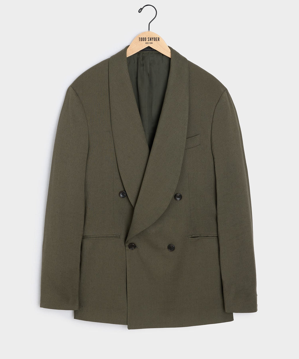 Italian Linen Mohair Double-Breasted Shawl Collar Jacket