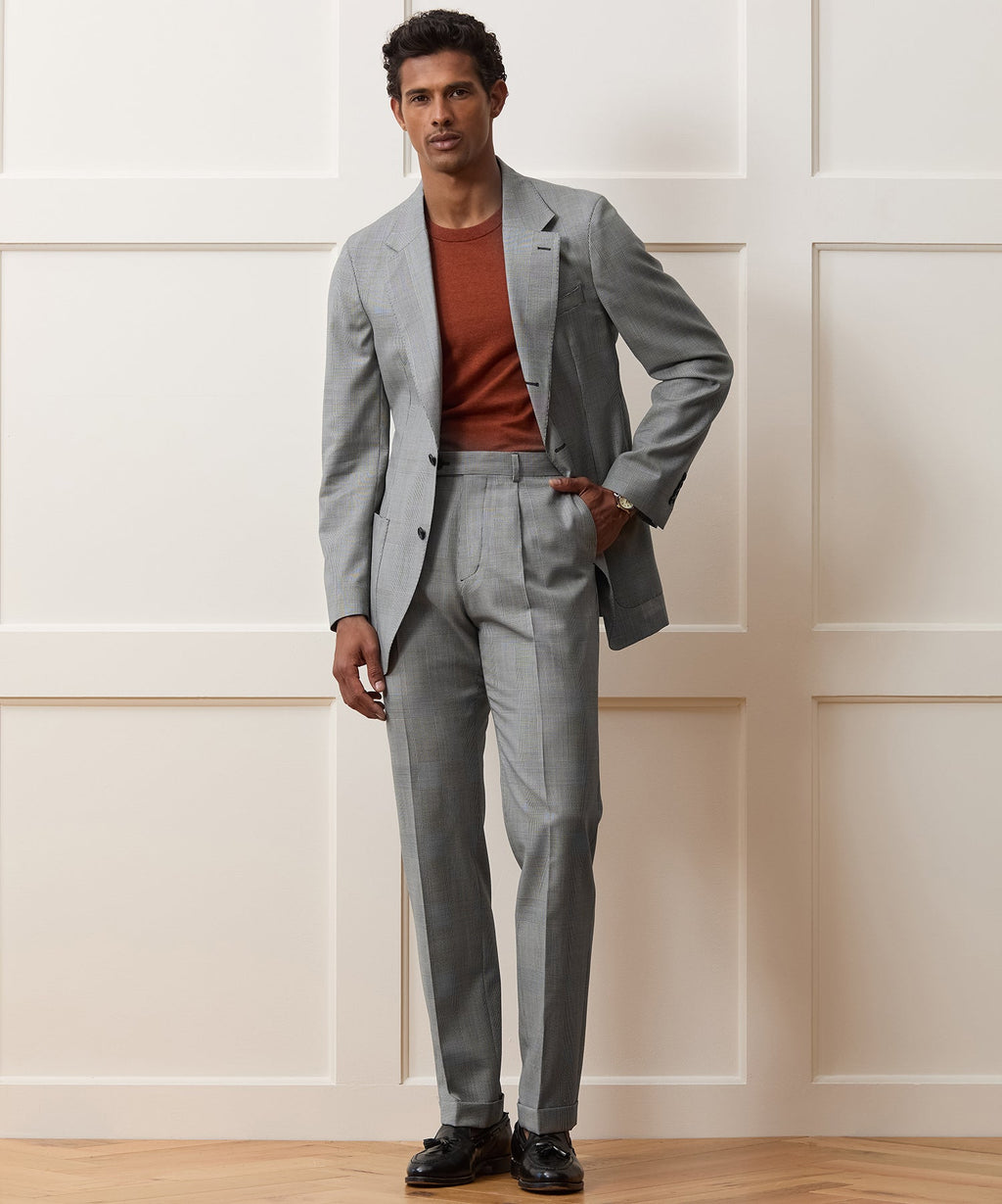 Italian Wool Glen Plaid Madison Trouser