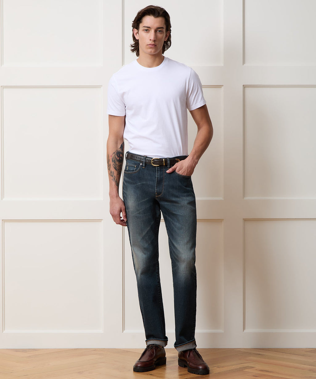 Straight Fit Jean In Slub Worn Wash