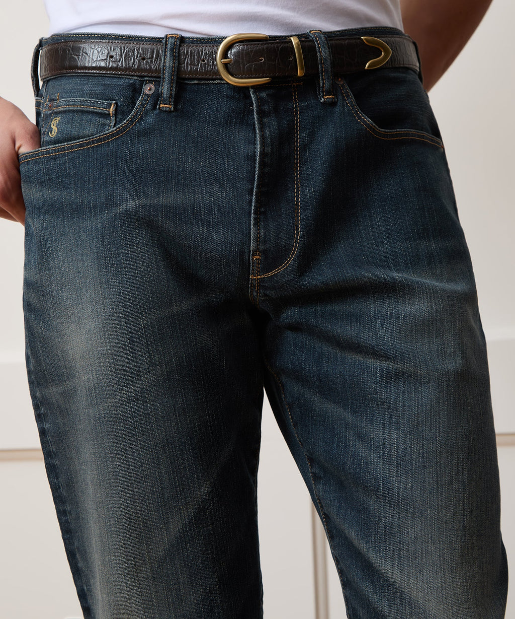 Straight Fit Jean In Slub Worn Wash