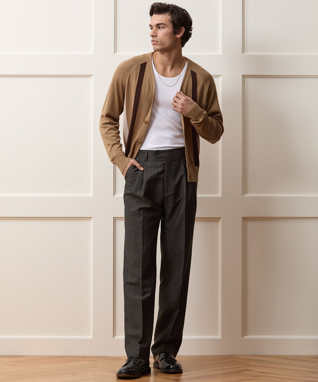 Italian Wool-Linen Pinstripe Wythe Trouser