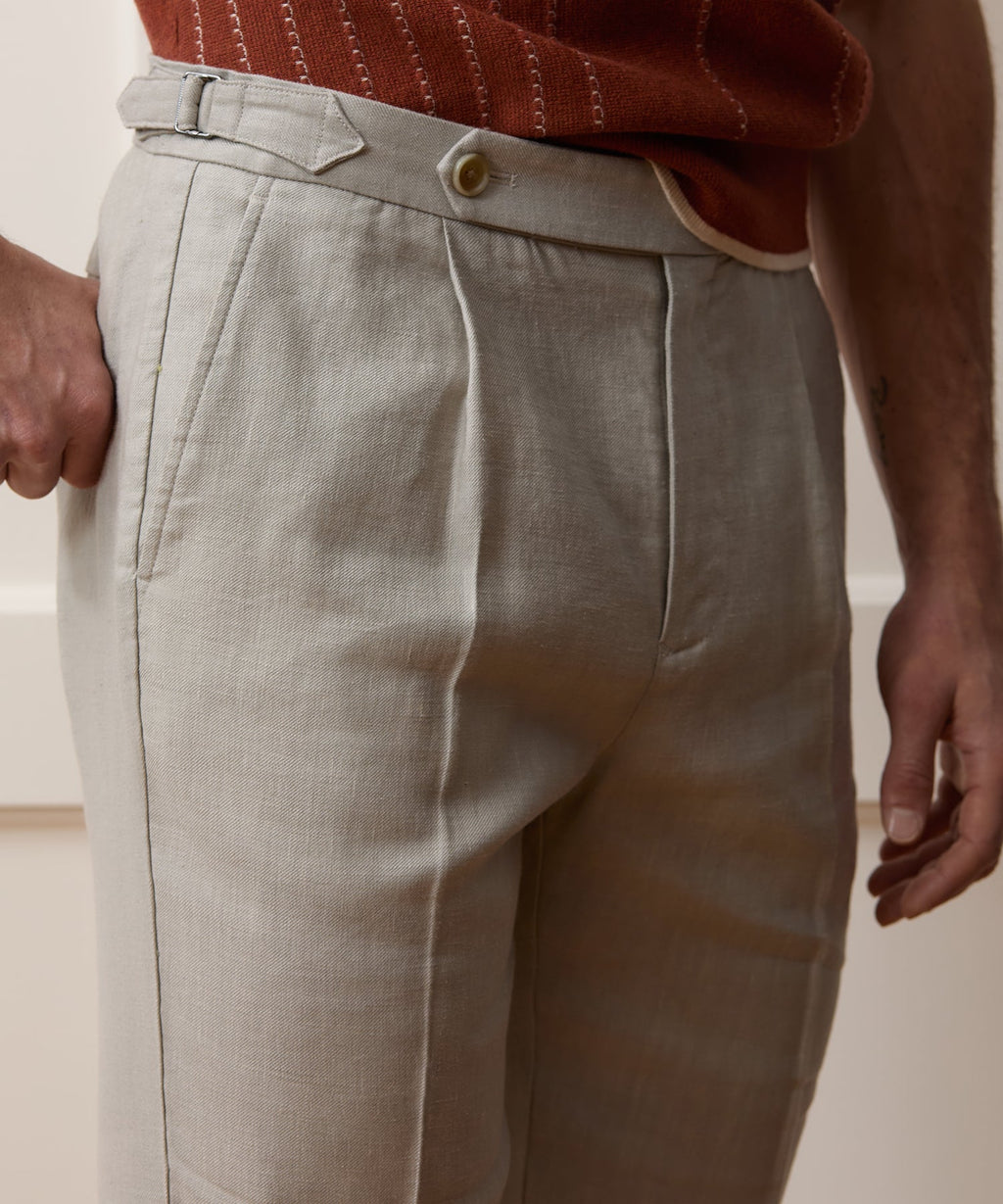 Italian Linen Side Tab Trouser