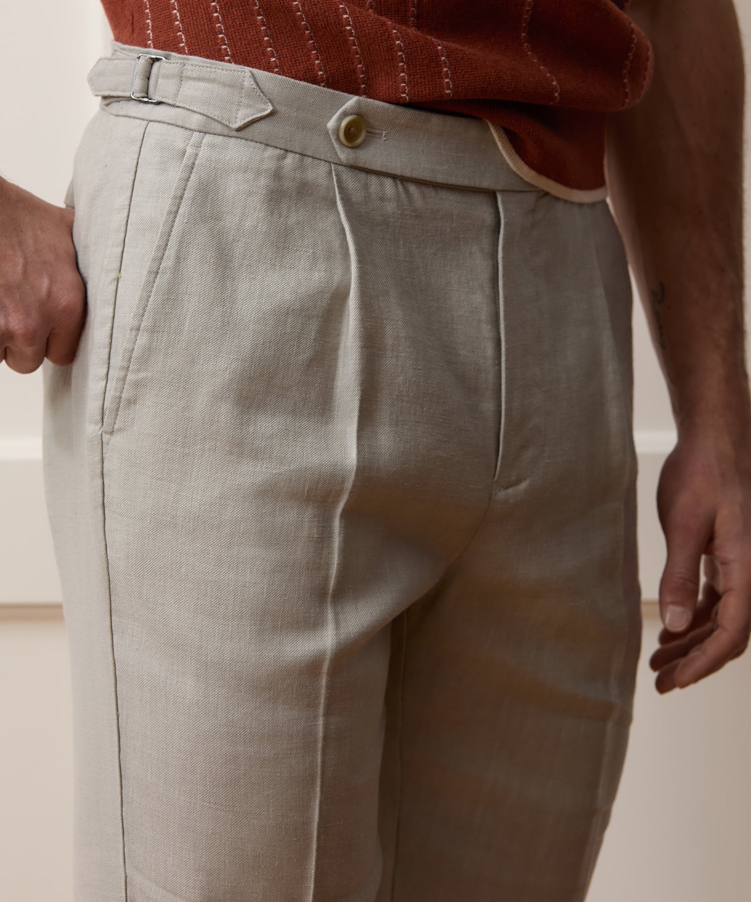 Italian Linen Side Tab Trouser