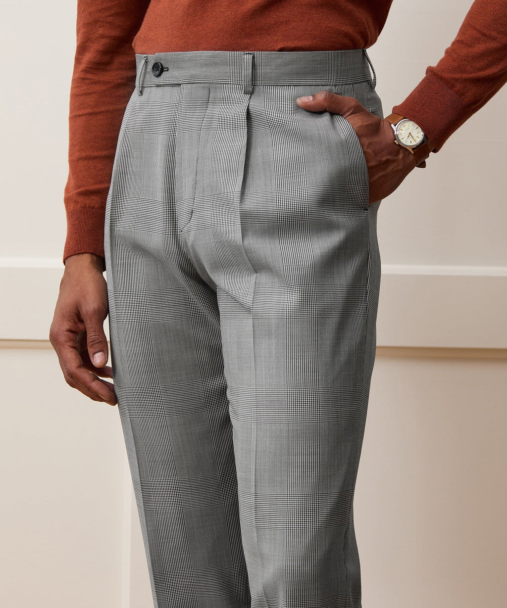 Italian Wool Glen Plaid Madison Trouser