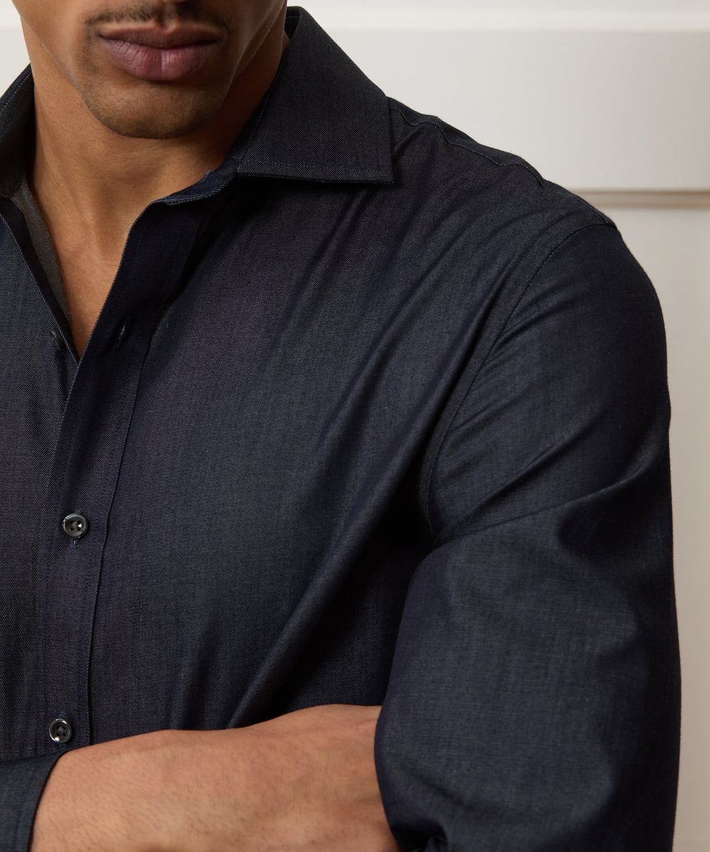 Chambray Spread Collar Dress Shirt