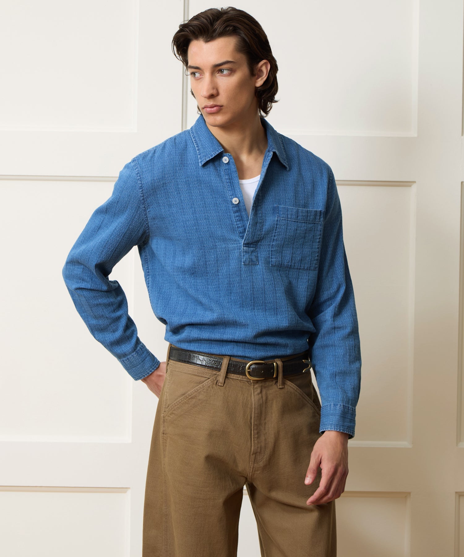 Jacquard Denim Popover