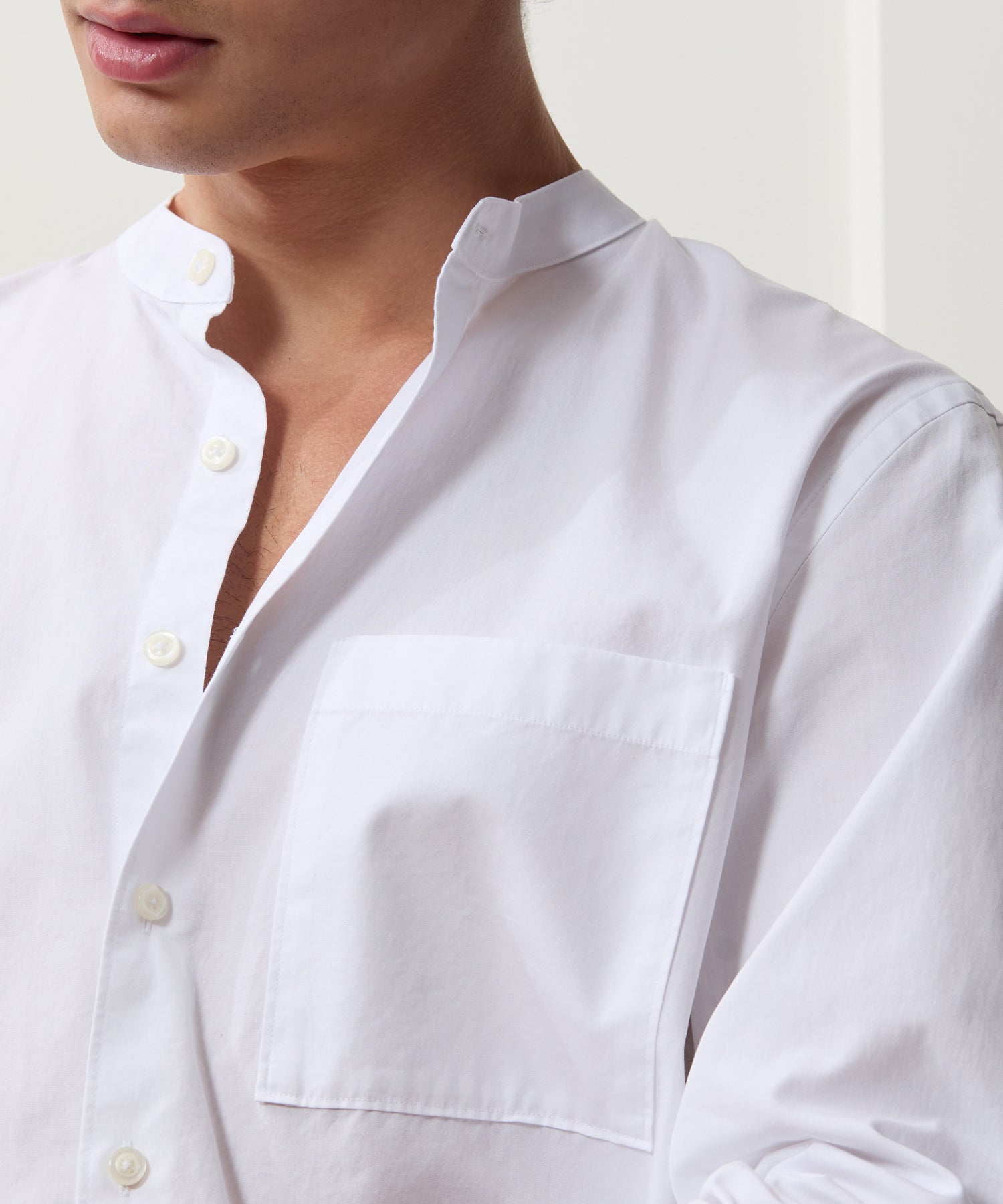 Poplin Band Collar Shirt