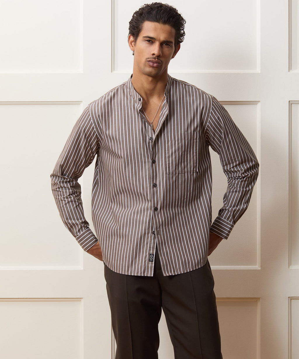 Poplin Band Collar Shirt