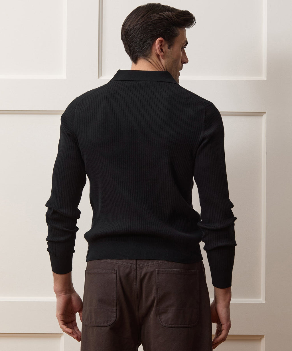 Ribbed Cotton-Cashmere Sweater Polo