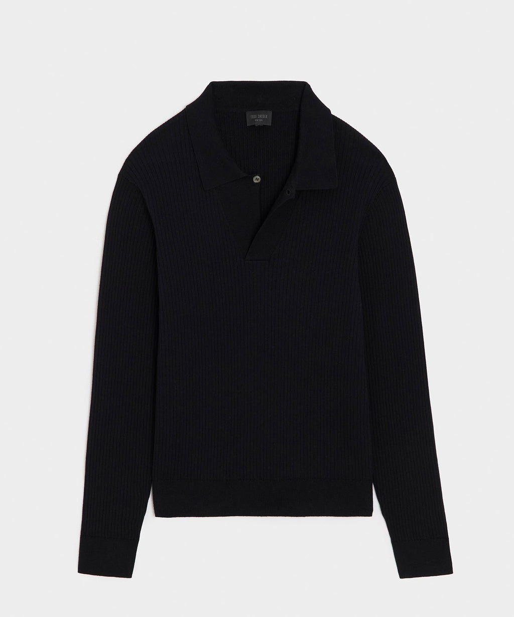 Ribbed Cotton-Cashmere Sweater Polo