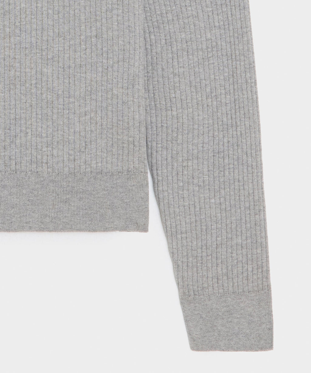 Ribbed Cotton-Cashmere Sweater Polo