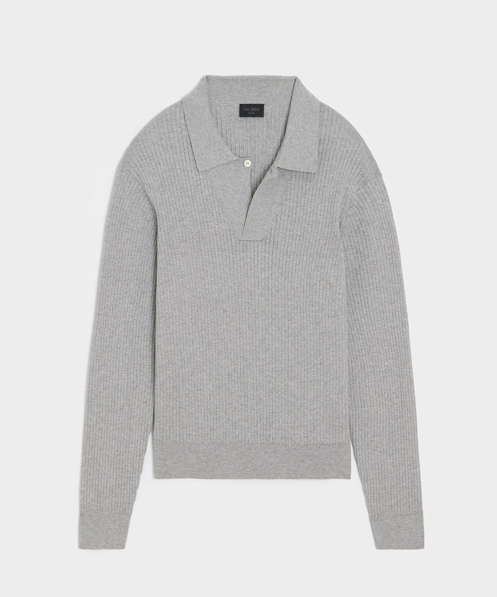 Ribbed Cotton-Cashmere Sweater Polo