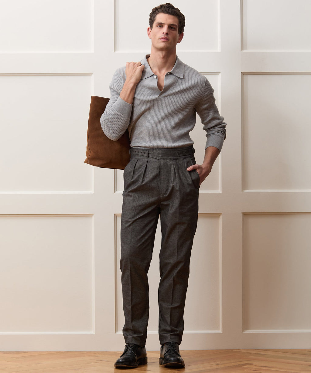Ribbed Cotton-Cashmere Sweater Polo