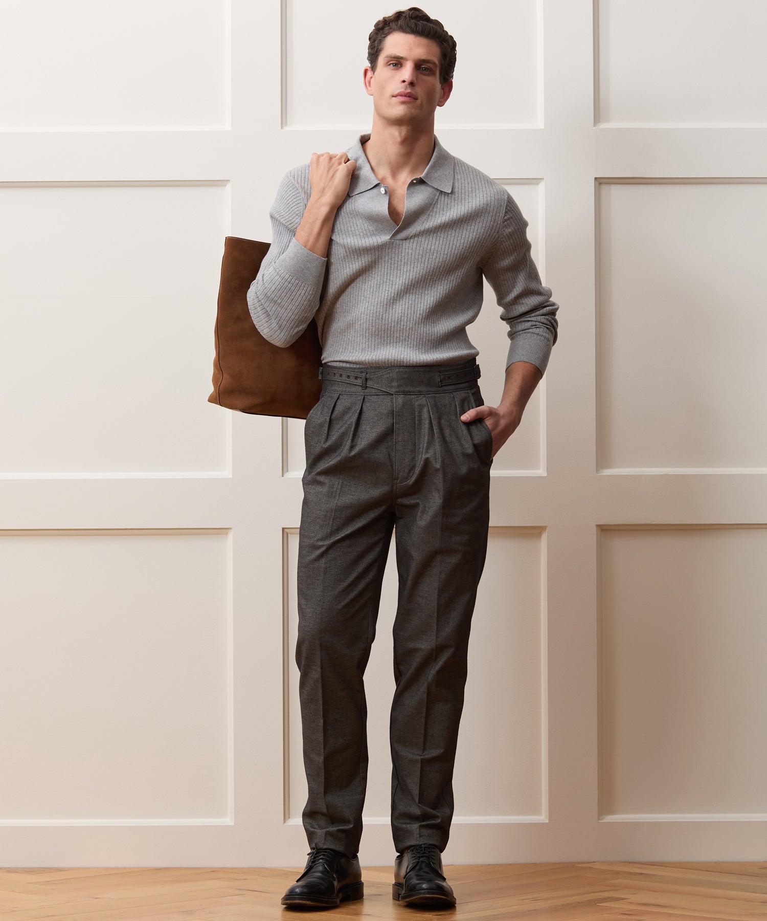 Ribbed Cotton-Cashmere Sweater Polo