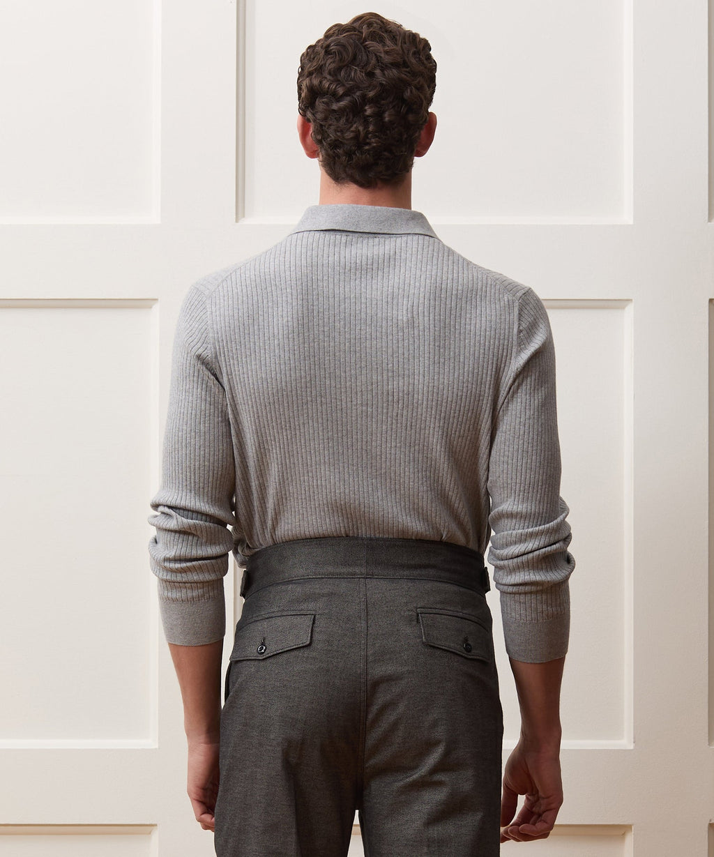 Ribbed Cotton-Cashmere Sweater Polo