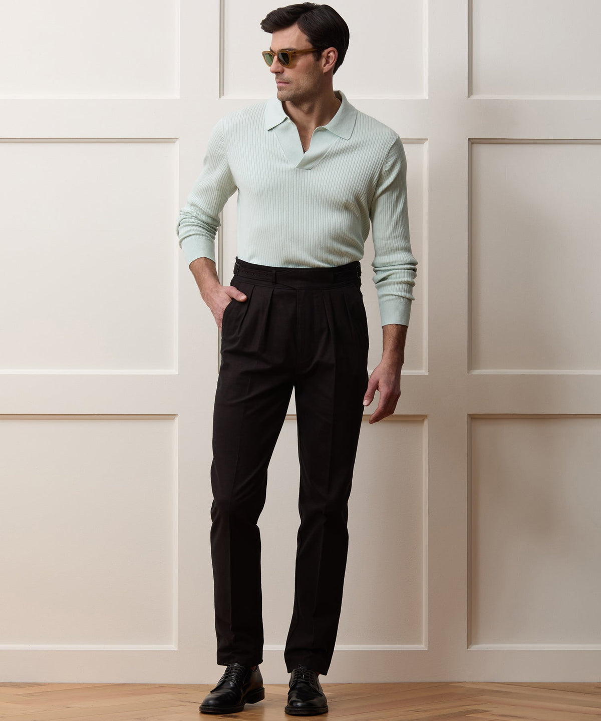 Ribbed Cotton-Cashmere Sweater Polo