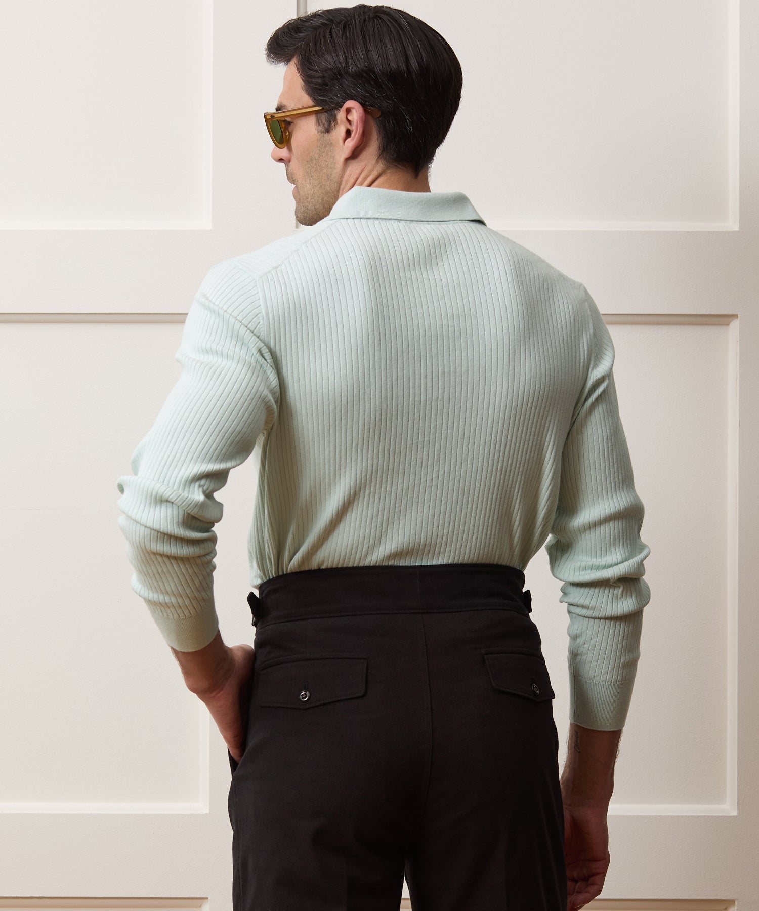 Ribbed Cotton-Cashmere Sweater Polo