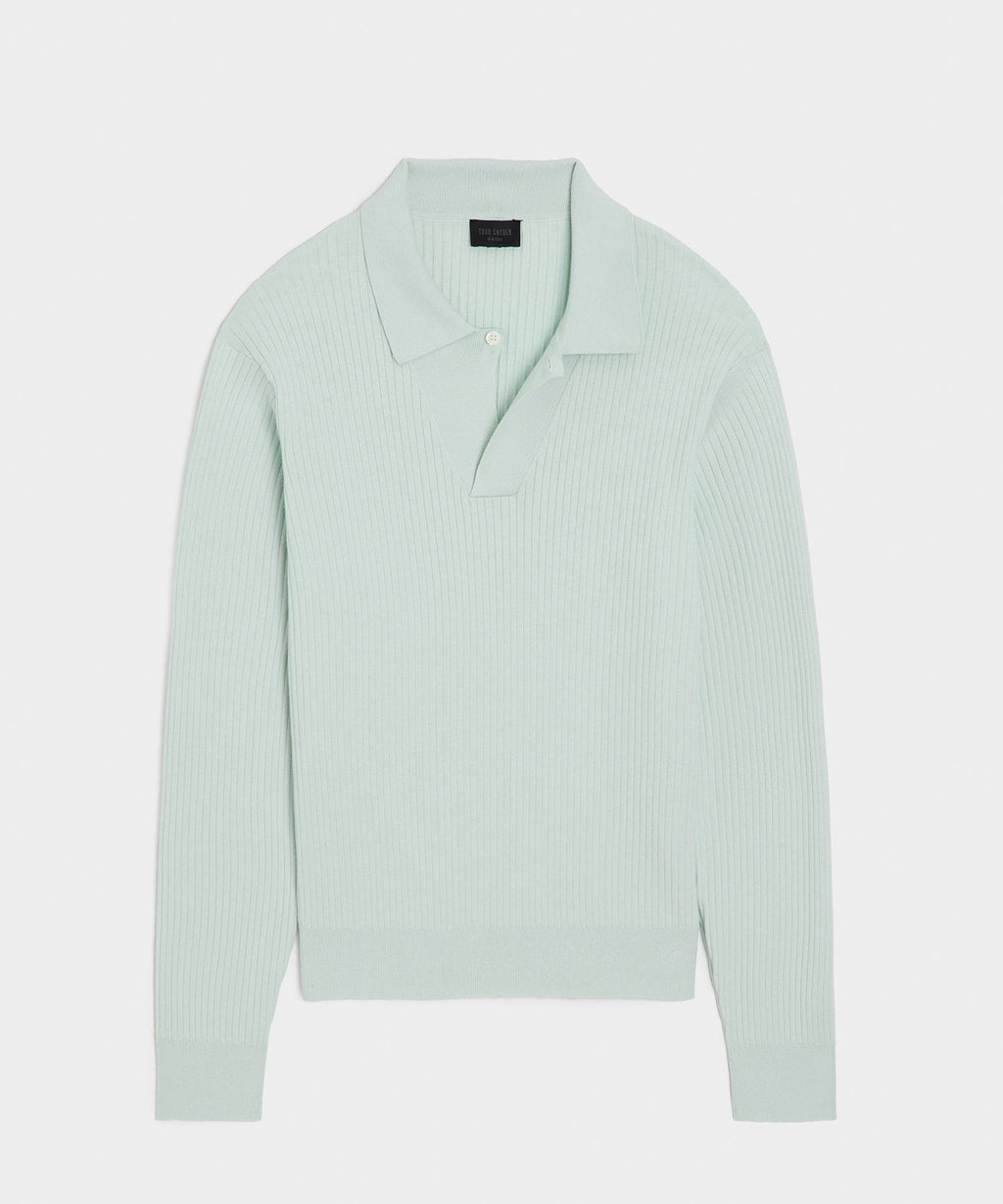 Ribbed Cotton-Cashmere Sweater Polo