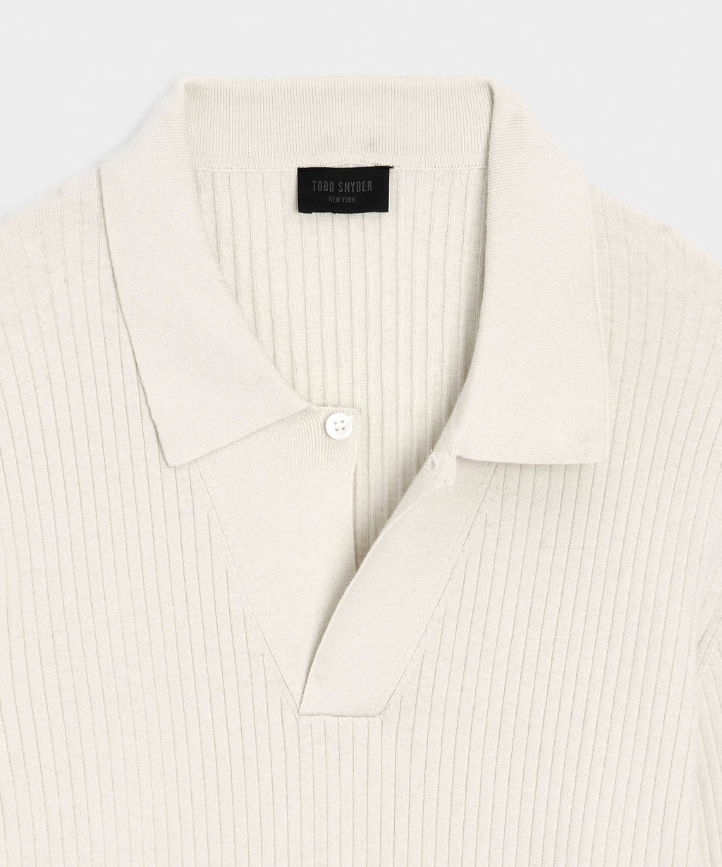 Ribbed Cotton-Cashmere Sweater Polo