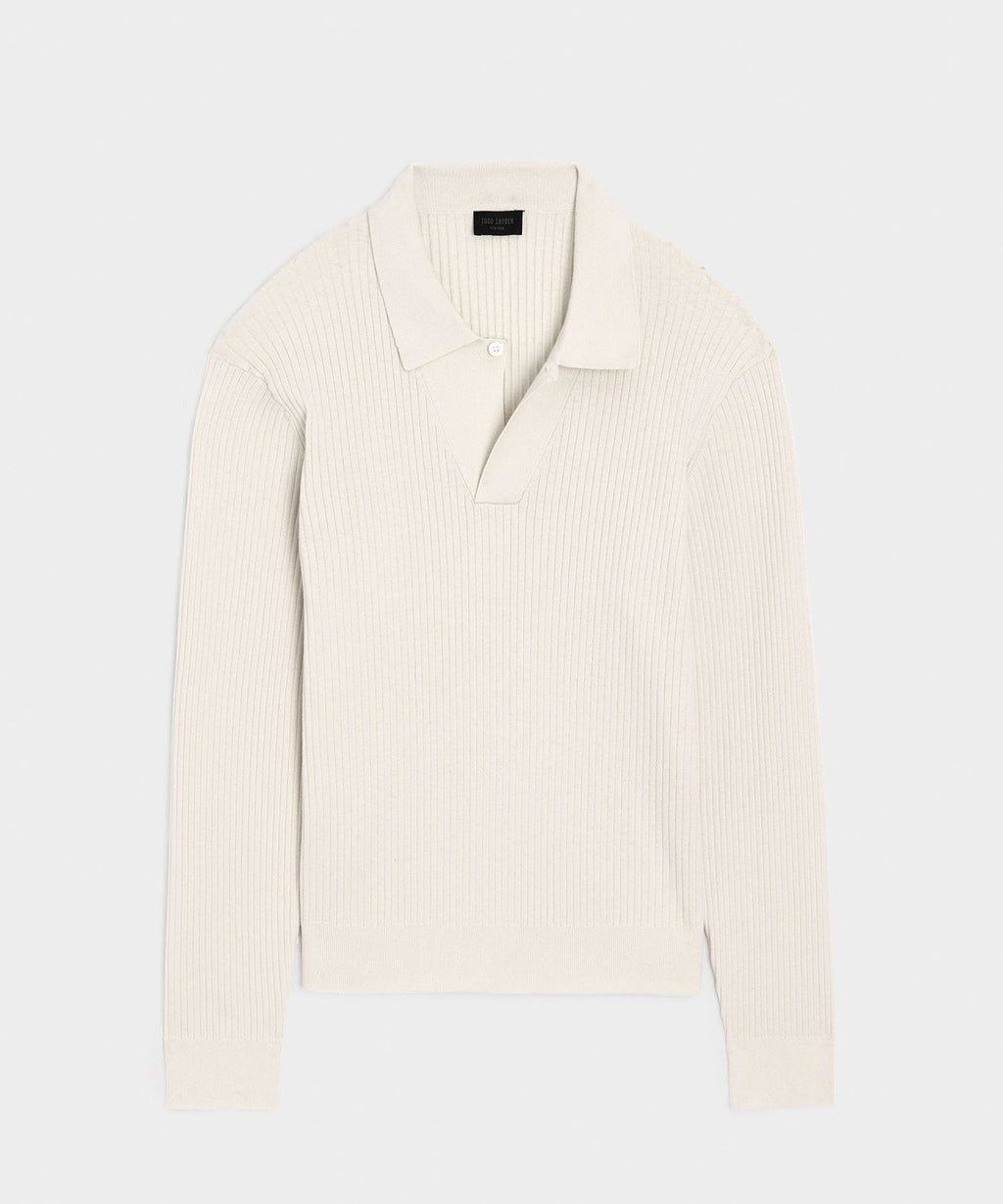 Ribbed Cotton-Cashmere Sweater Polo