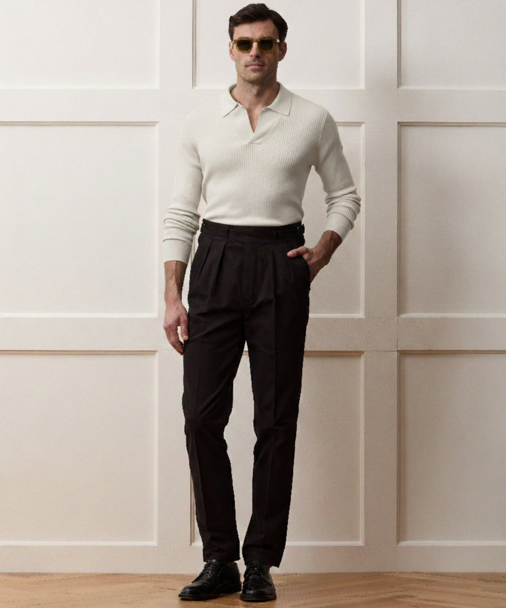 Ribbed Cotton-Cashmere Sweater Polo