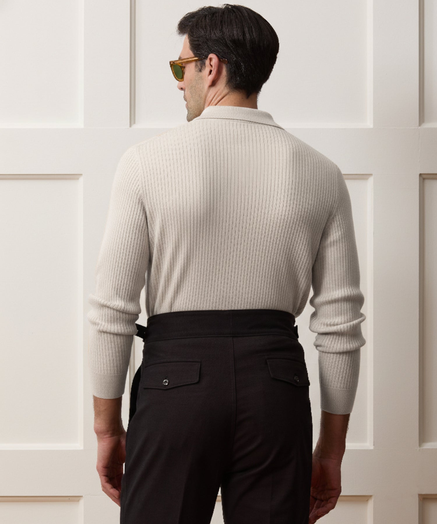 Ribbed Cotton-Cashmere Sweater Polo