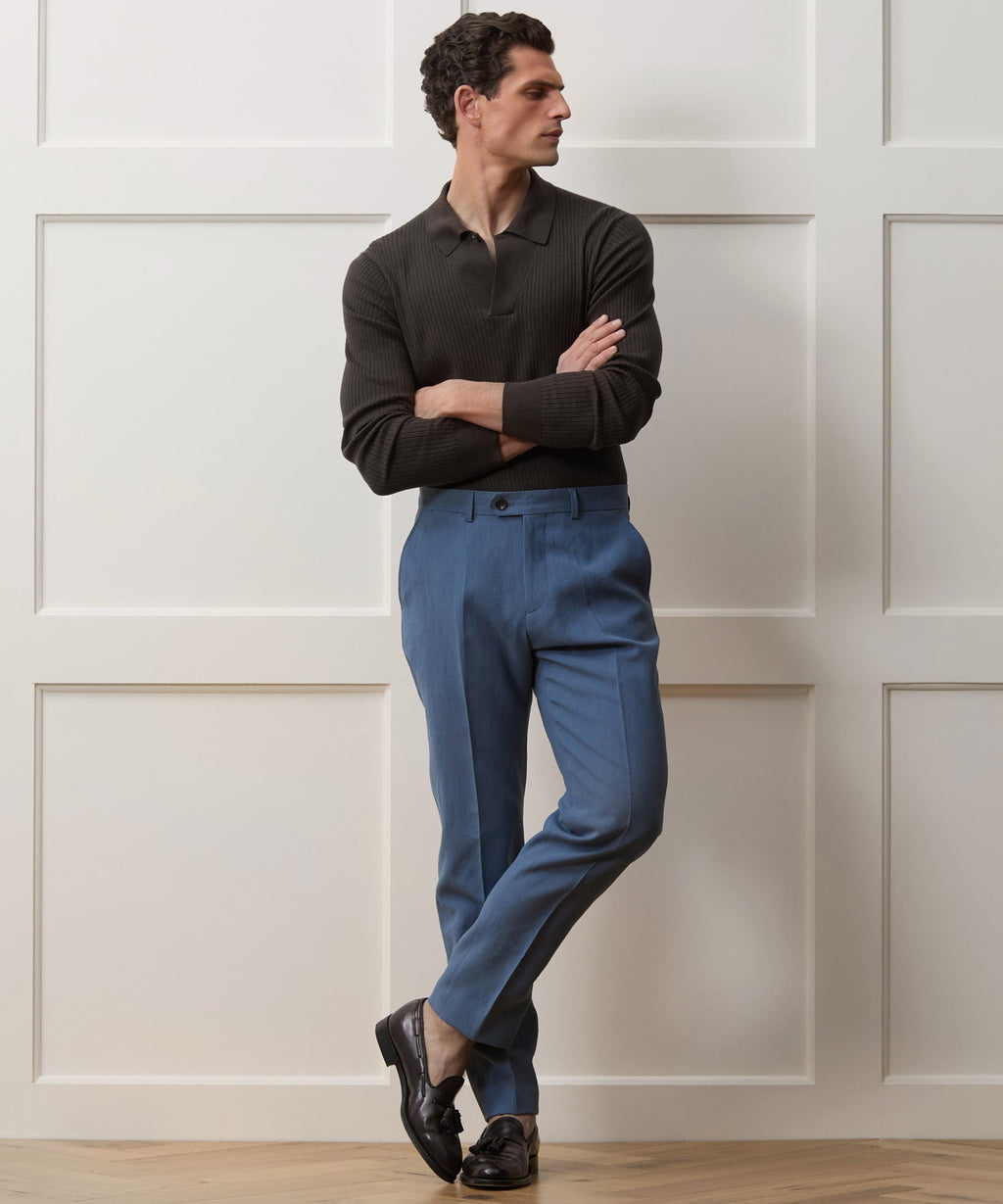 Ribbed Cotton-Cashmere Sweater Polo