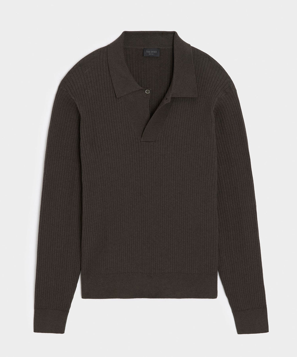 Ribbed Cotton-Cashmere Sweater Polo