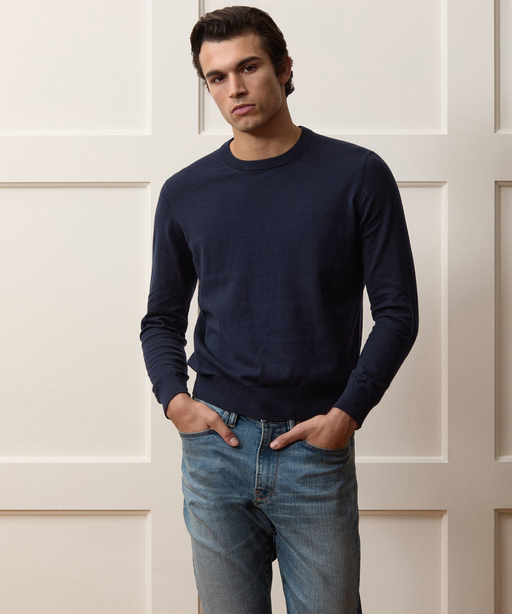 Cotton-Cashmere Crewneck Sweater