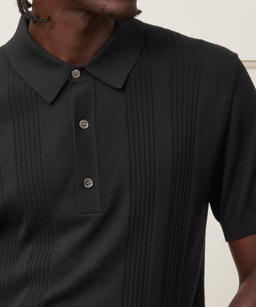Silk-Cotton Ribbed Sweater Polo