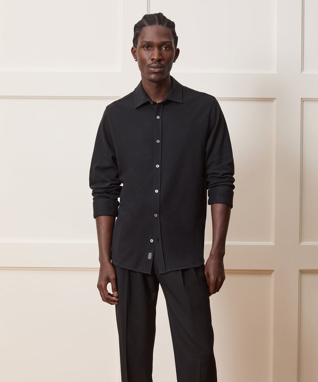 Cotton-Cashmere Pique Dress Shirt