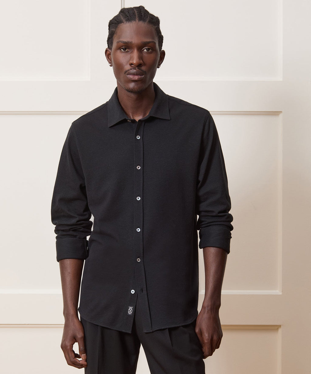 Cotton-Cashmere Pique Dress Shirt