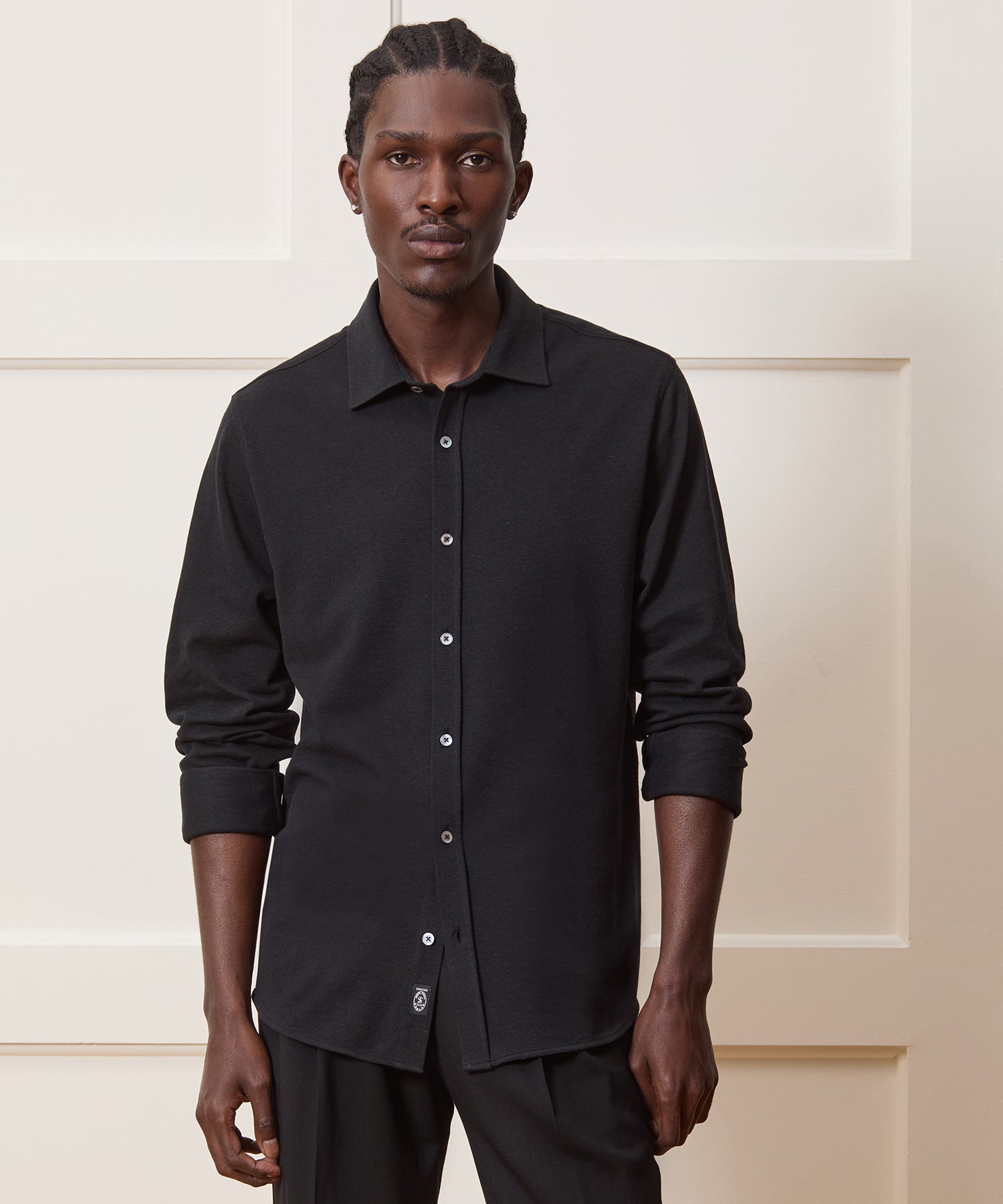 Cotton-Cashmere Pique Dress Shirt