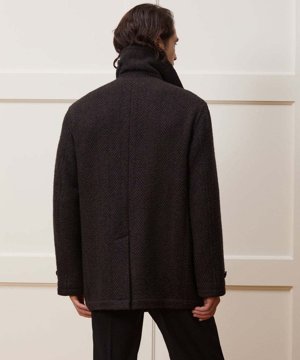 Italian Wool Herringbone Peacoat
