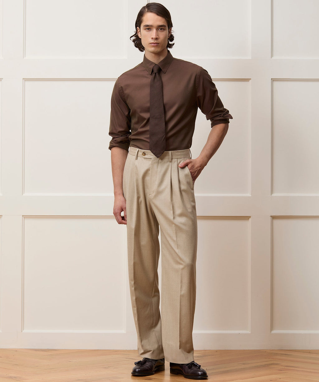 Cotton Twill Long Point Collar Shirt