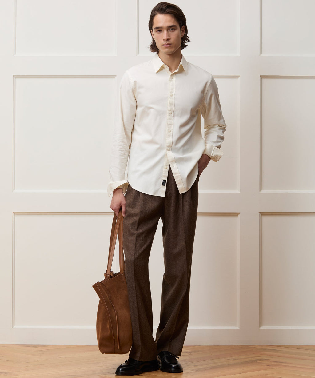 Cotton Twill Long Point Collar Shirt