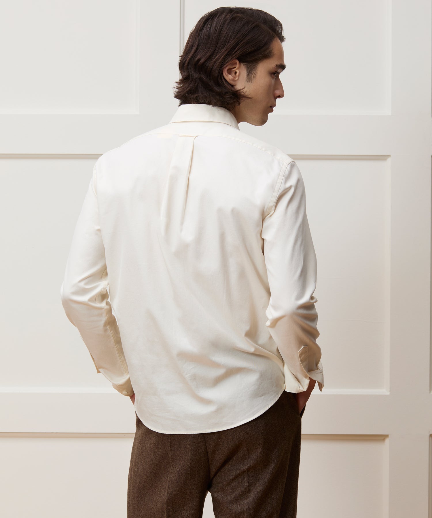 Cotton Twill Long Point Collar Shirt