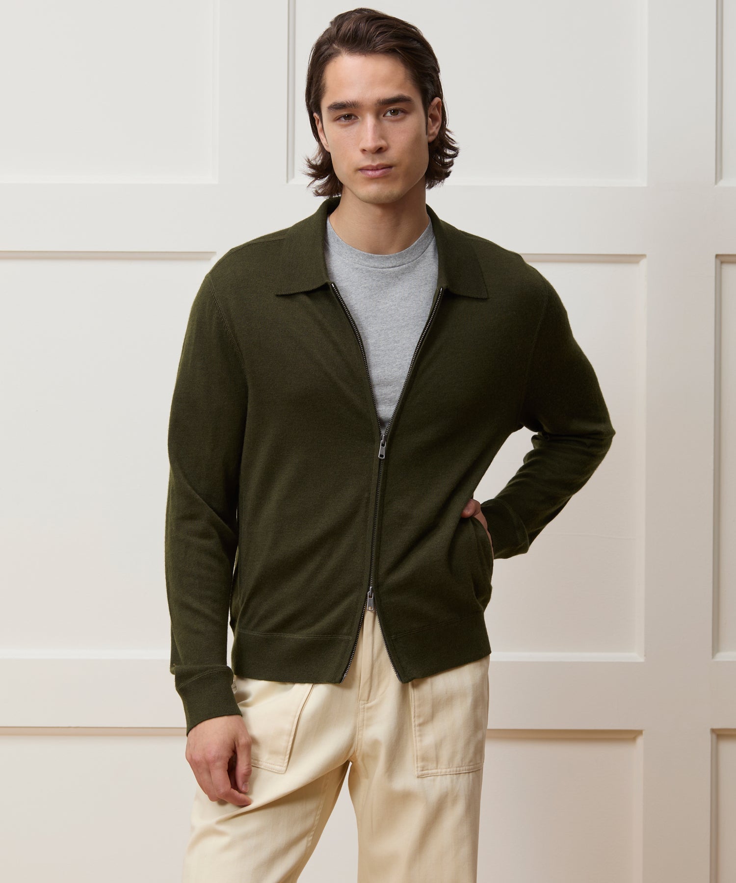 Merino Full-Zip Sweater Polo