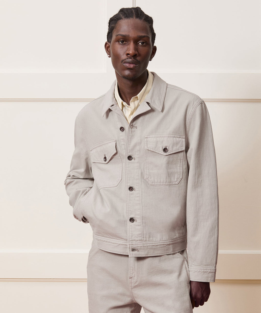 Cropped Denim Eisenhower Jacket