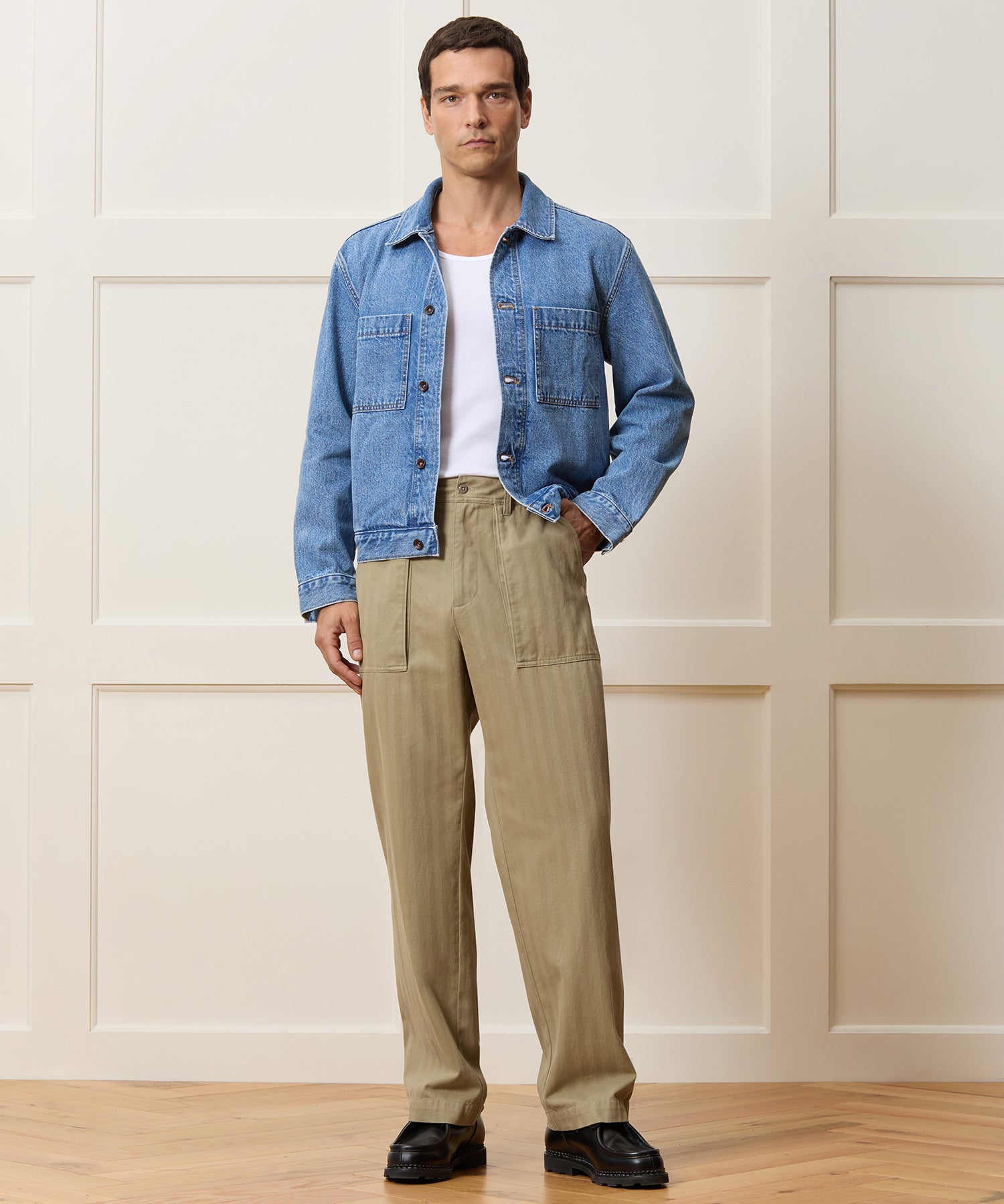 Relaxed Herringbone Twill Camp Pant