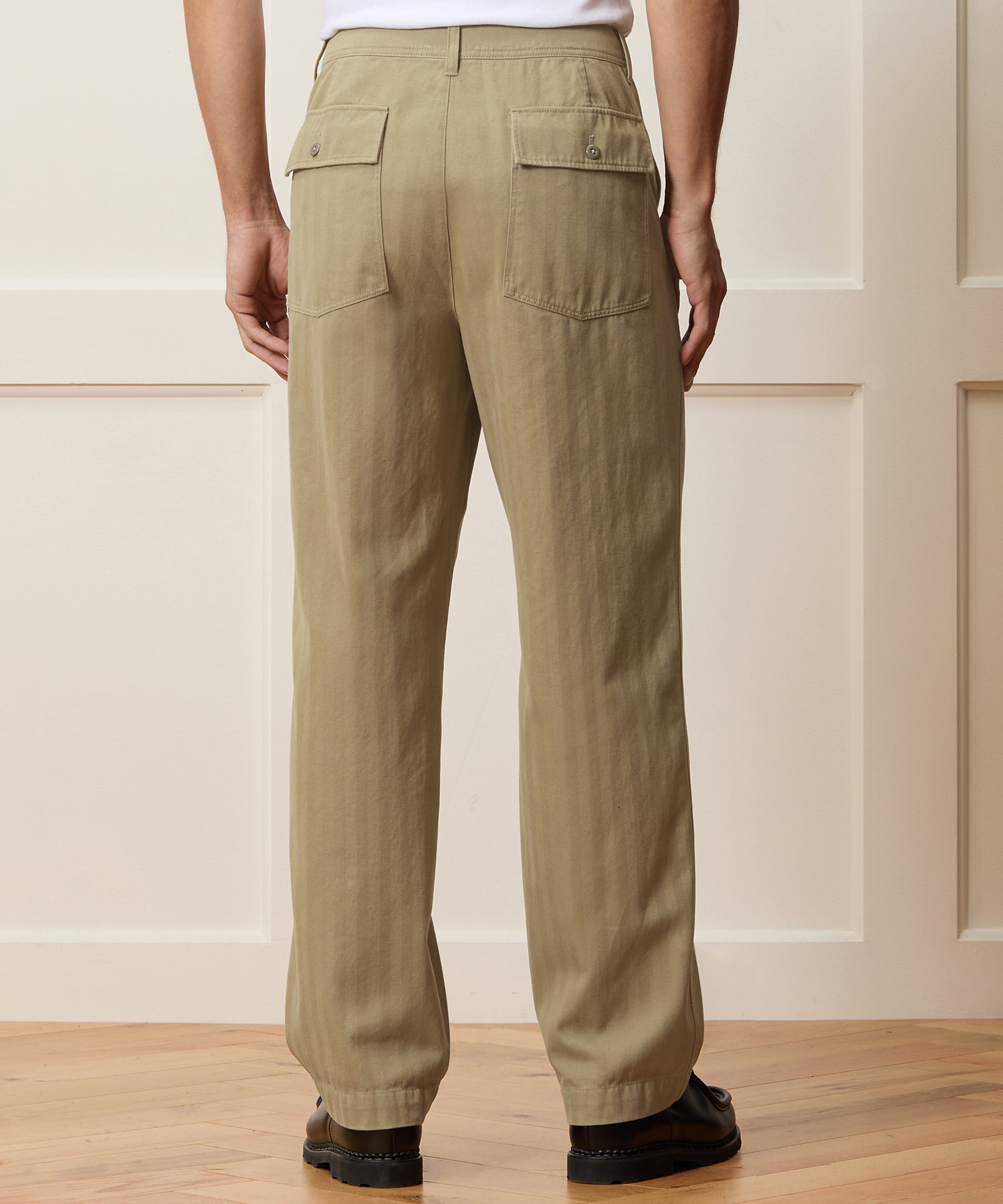 Relaxed Herringbone Twill Camp Pant